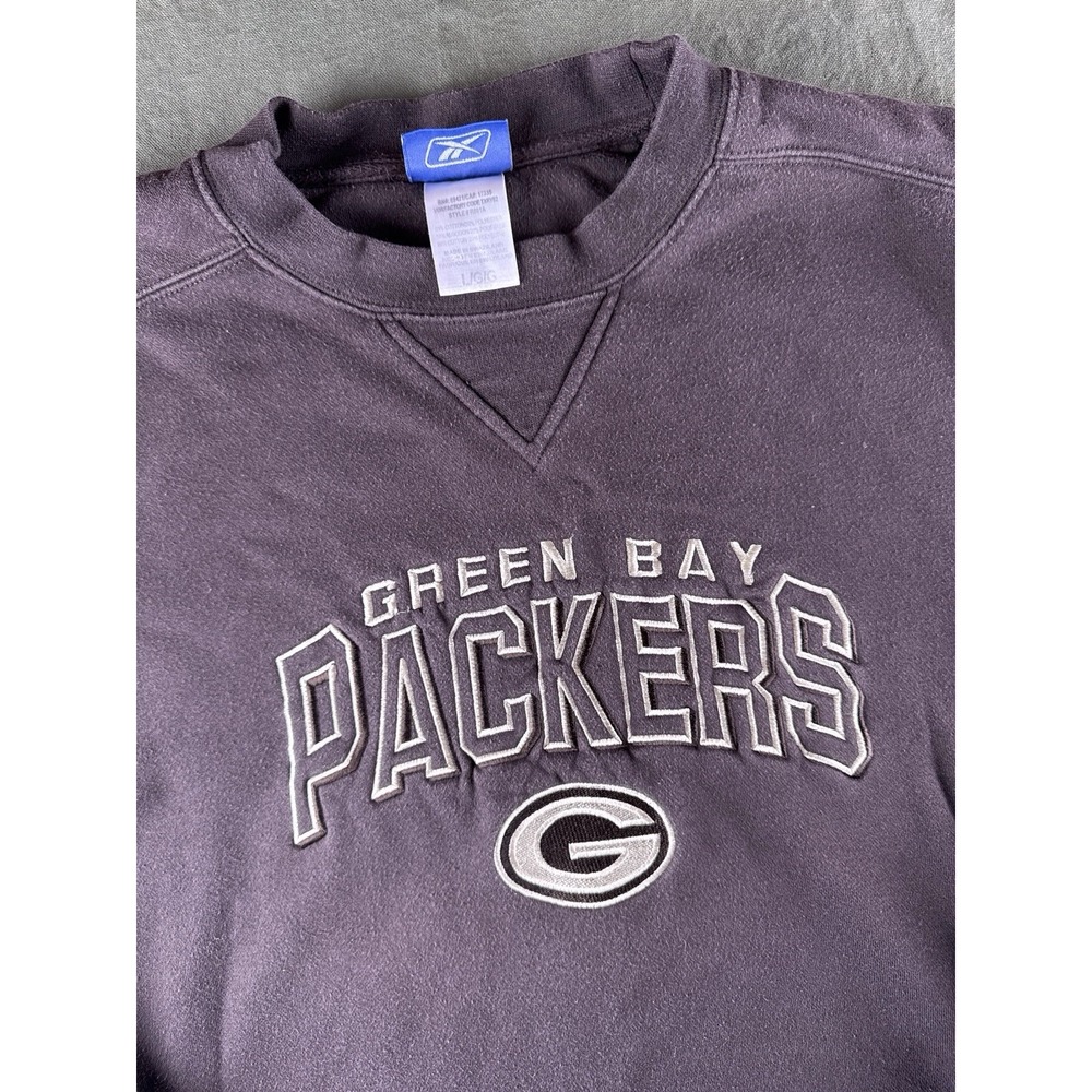 Vintage Green Bay Packers Reebok Spell Out Crewneck Sweatshirt Faded Brown L - Picture 4 of 10